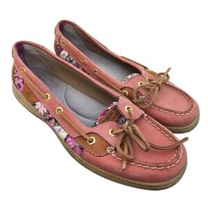 Sperry Top-Sider Womens 8.5M Pink Leather Liberty Floral Boat Shoes 9521733
